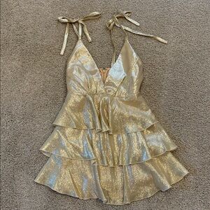 Alice Mccall Gold Astral Mini Dress Size Small